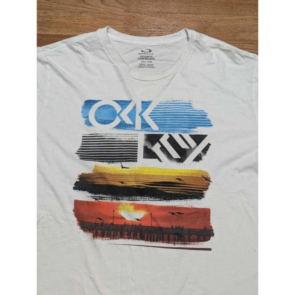 Oakley Men's Short‎ Sleeve Graphic Sunset T-shirt, White, XXL